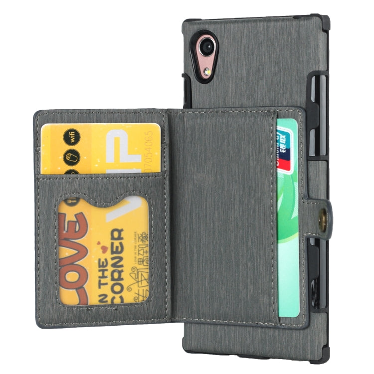 For Sony Xperia XA1 Brushed Texture Shockproof PU + TPU Case, with Card Slots & Wallet & Photo Frame