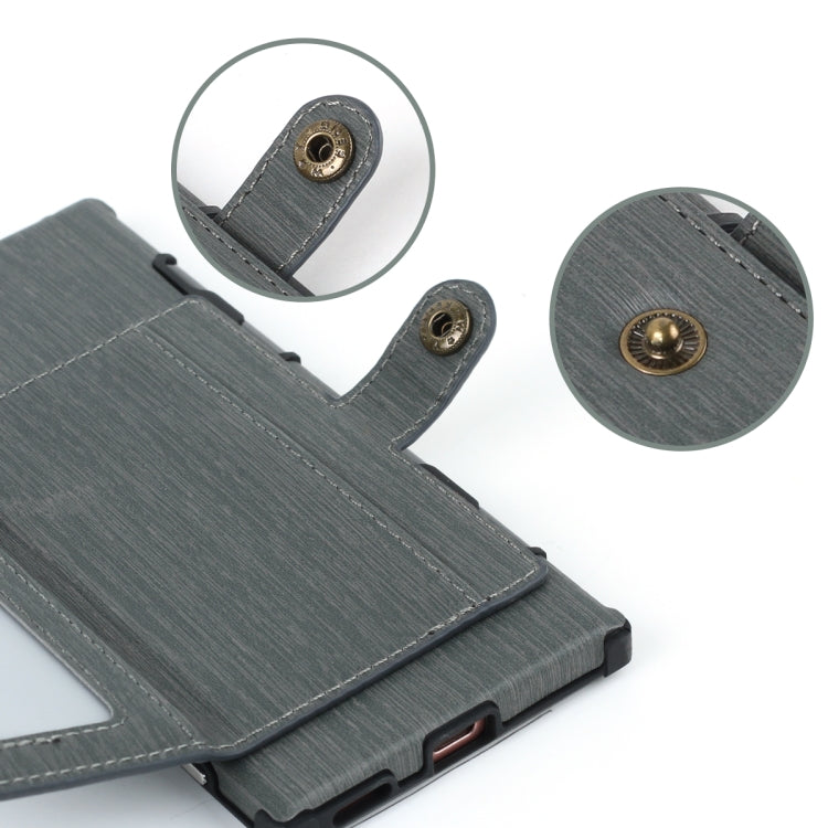 For Sony Xperia XA1 Brushed Texture Shockproof PU + TPU Case, with Card Slots & Wallet & Photo Frame