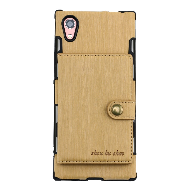 For Sony Xperia XA1 Brushed Texture Shockproof PU + TPU Case, with Card Slots & Wallet & Photo Frame