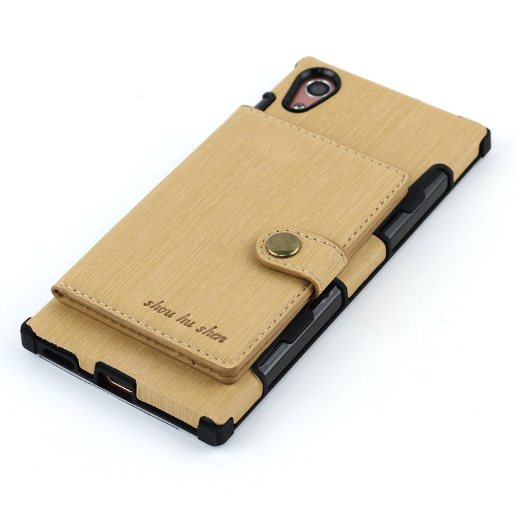 For Sony Xperia XA1 Brushed Texture Shockproof PU + TPU Case, with Card Slots & Wallet & Photo Frame