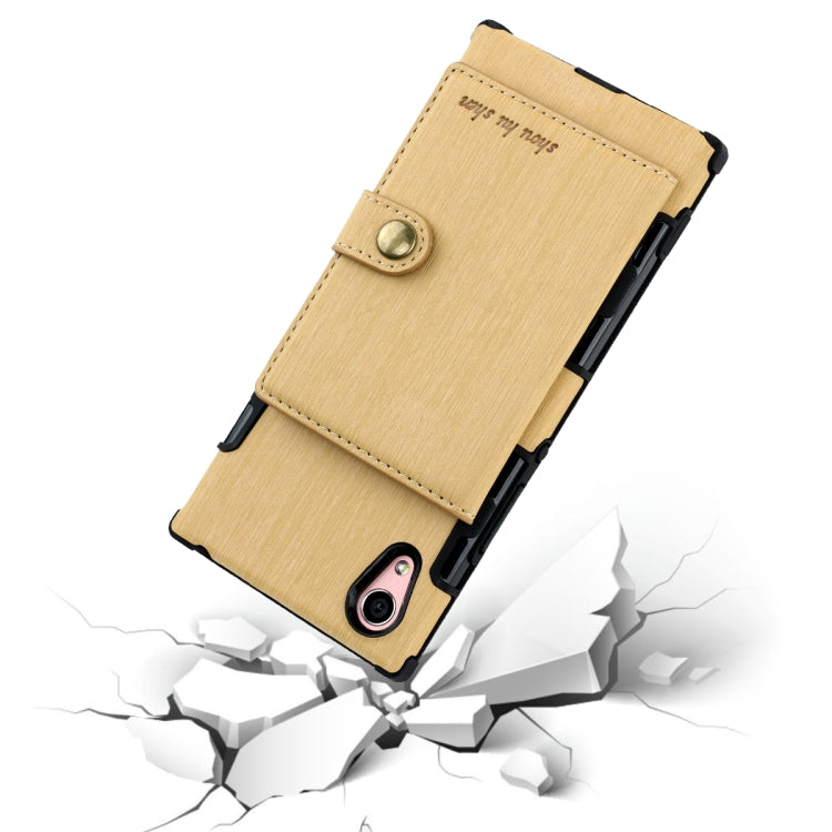 For Sony Xperia XA1 Brushed Texture Shockproof PU + TPU Case, with Card Slots & Wallet & Photo Frame