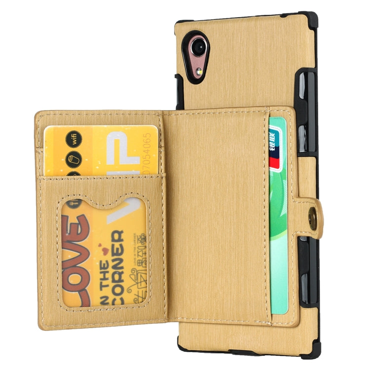 For Sony Xperia XA1 Brushed Texture Shockproof PU + TPU Case, with Card Slots & Wallet & Photo Frame