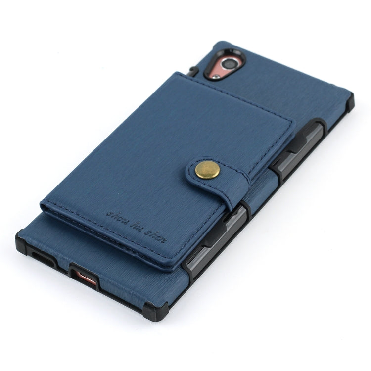 For Sony Xperia XA1 Brushed Texture Shockproof PU + TPU Case, with Card Slots & Wallet & Photo Frame