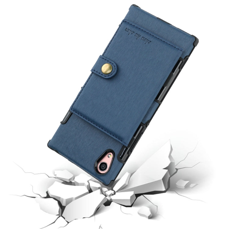 For Sony Xperia XA1 Brushed Texture Shockproof PU + TPU Case, with Card Slots & Wallet & Photo Frame