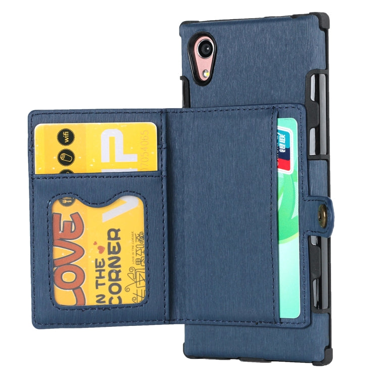 For Sony Xperia XA1 Brushed Texture Shockproof PU + TPU Case, with Card Slots & Wallet & Photo Frame