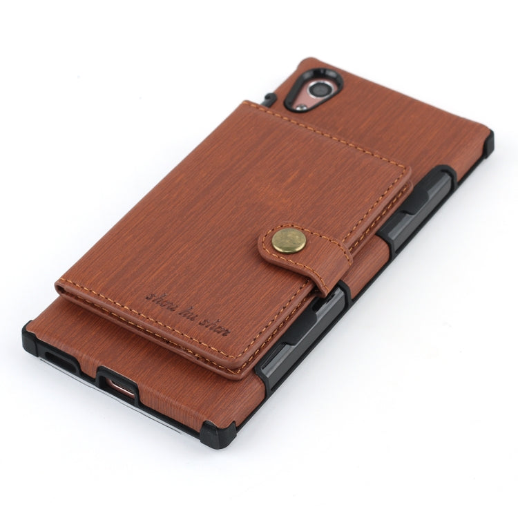 For Sony Xperia XA1 Brushed Texture Shockproof PU + TPU Case, with Card Slots & Wallet & Photo Frame