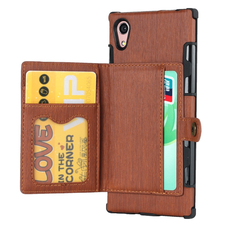 For Sony Xperia XA1 Brushed Texture Shockproof PU + TPU Case, with Card Slots & Wallet & Photo Frame