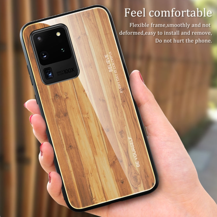 For Samsung Galaxy S20 Wood Grain Glass Protective Case