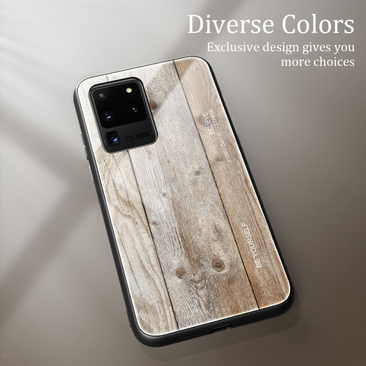 For Samsung Galaxy S20 Wood Grain Glass Protective Case