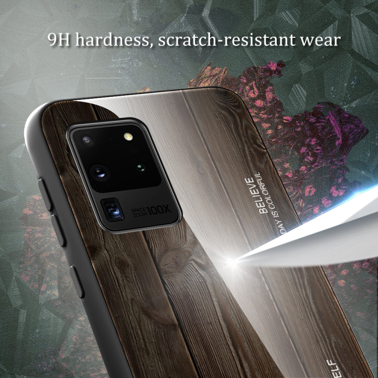 For Samsung Galaxy S20 Wood Grain Glass Protective Case