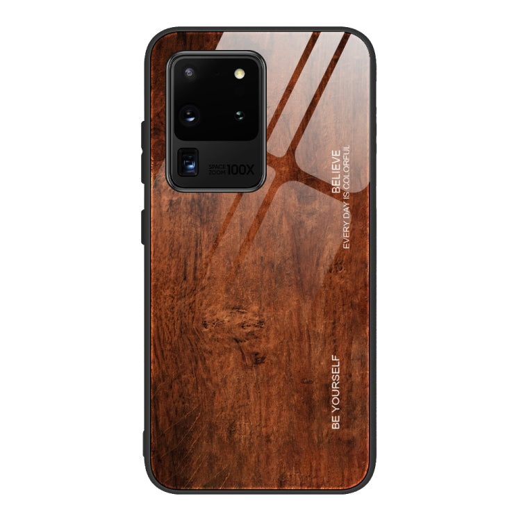 For Samsung Galaxy S20 Plus Wood Grain Glass Protective Case