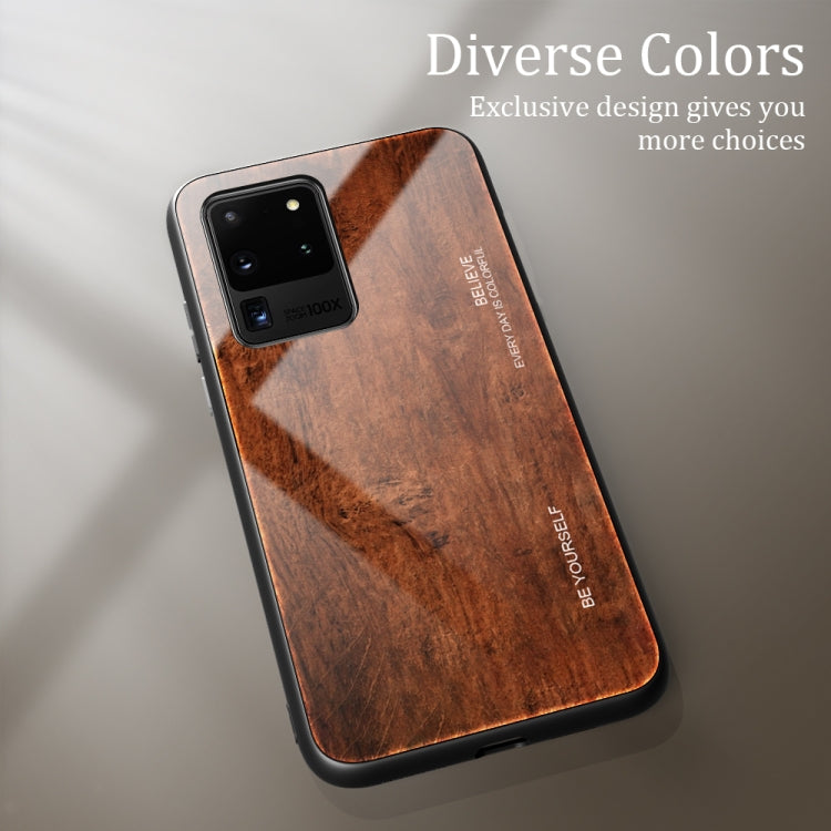 For Samsung Galaxy S20 Plus Wood Grain Glass Protective Case
