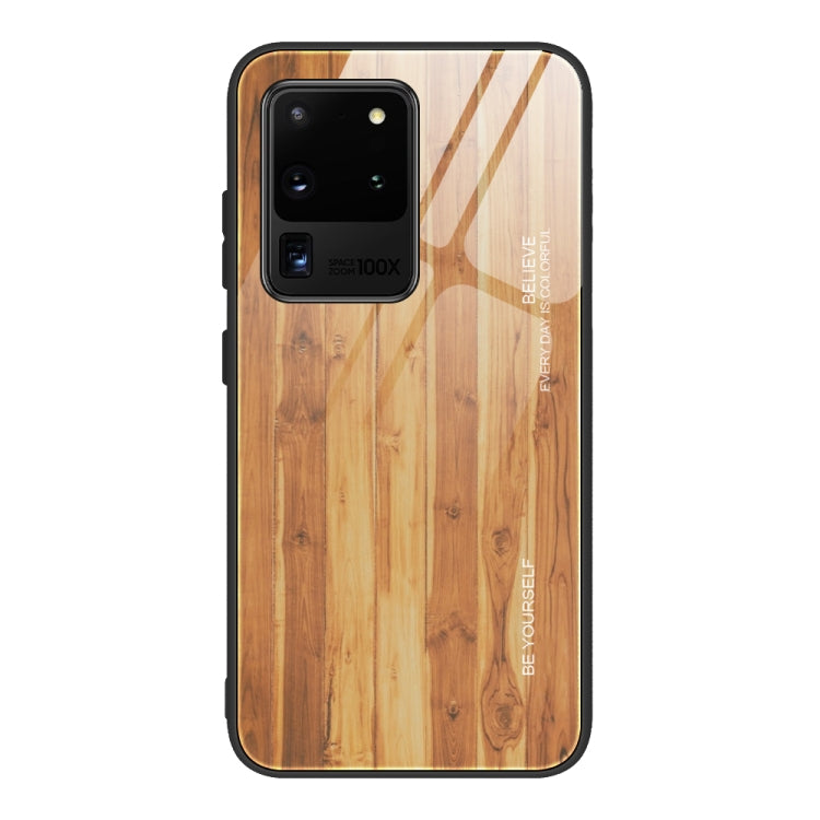 For Samsung Galaxy S20 Plus Wood Grain Glass Protective Case
