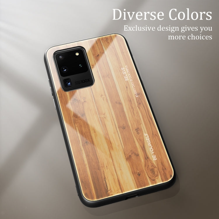 For Samsung Galaxy S20 Plus Wood Grain Glass Protective Case