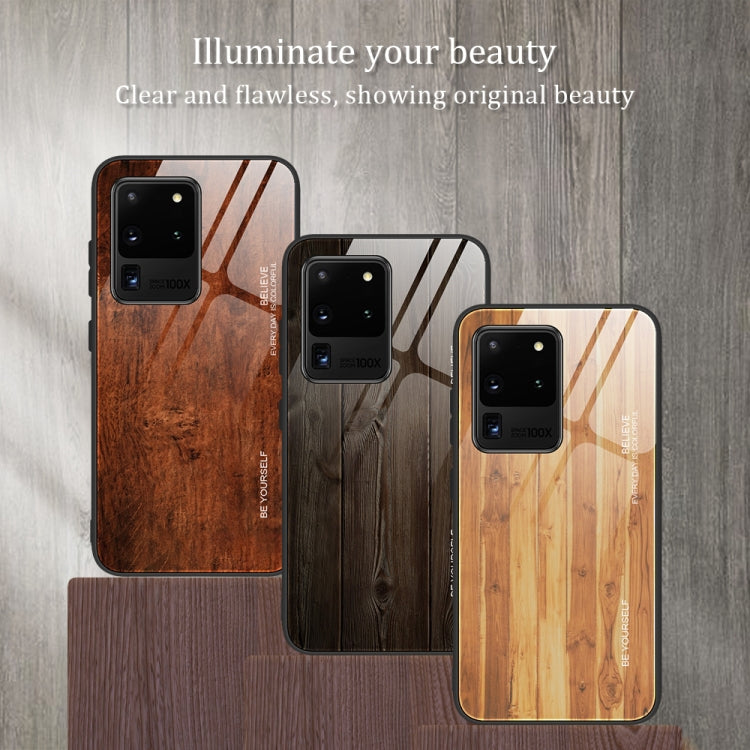 For Samsung Galaxy S20 Plus Wood Grain Glass Protective Case