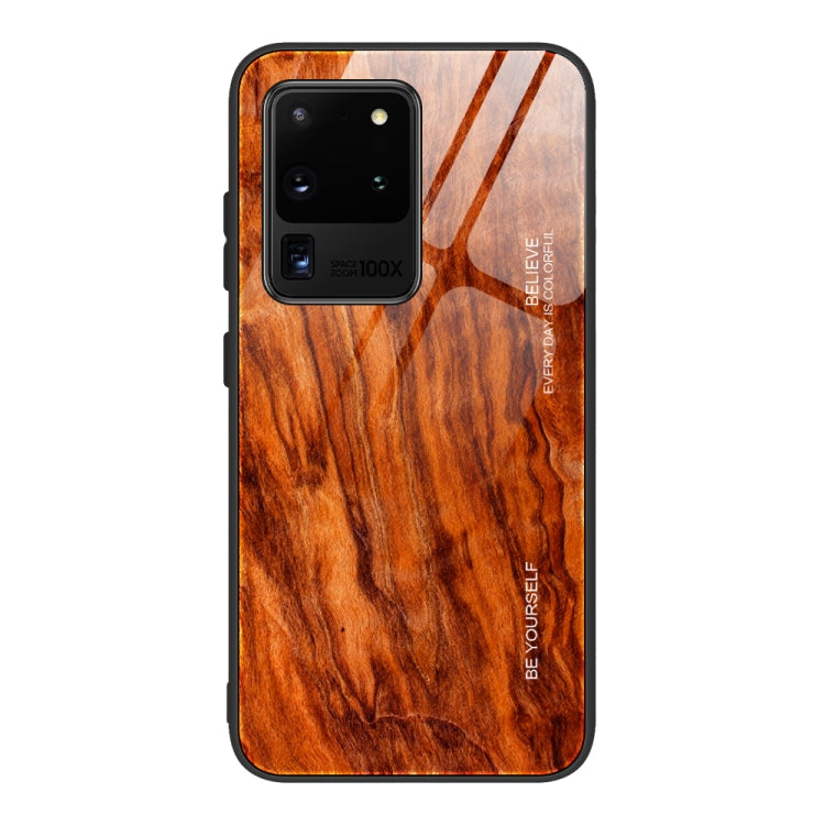 For Samsung Galaxy S20 Plus Wood Grain Glass Protective Case