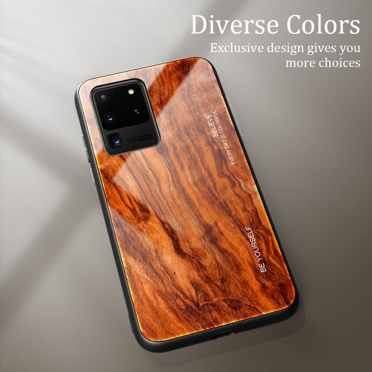For Samsung Galaxy S20 Plus Wood Grain Glass Protective Case