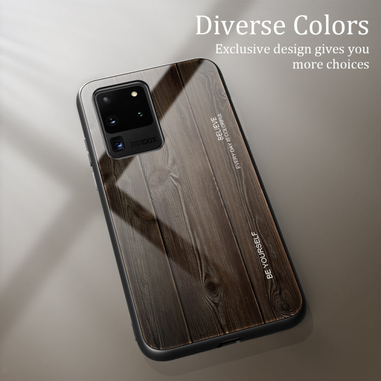 For Samsung Galaxy S20 Ultra Wood Grain Glass Protective Case