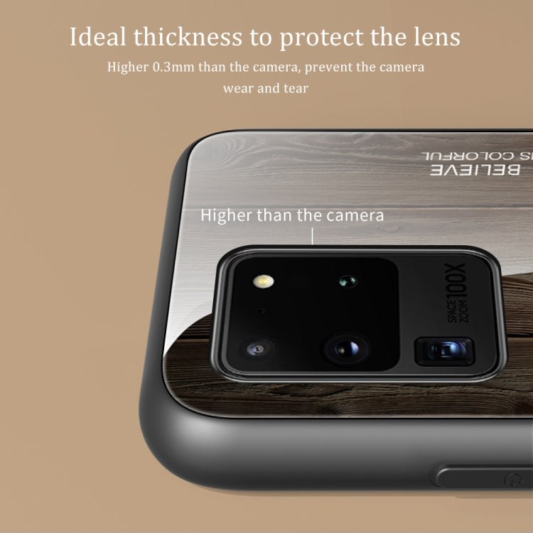 For Samsung Galaxy S20 Ultra Wood Grain Glass Protective Case