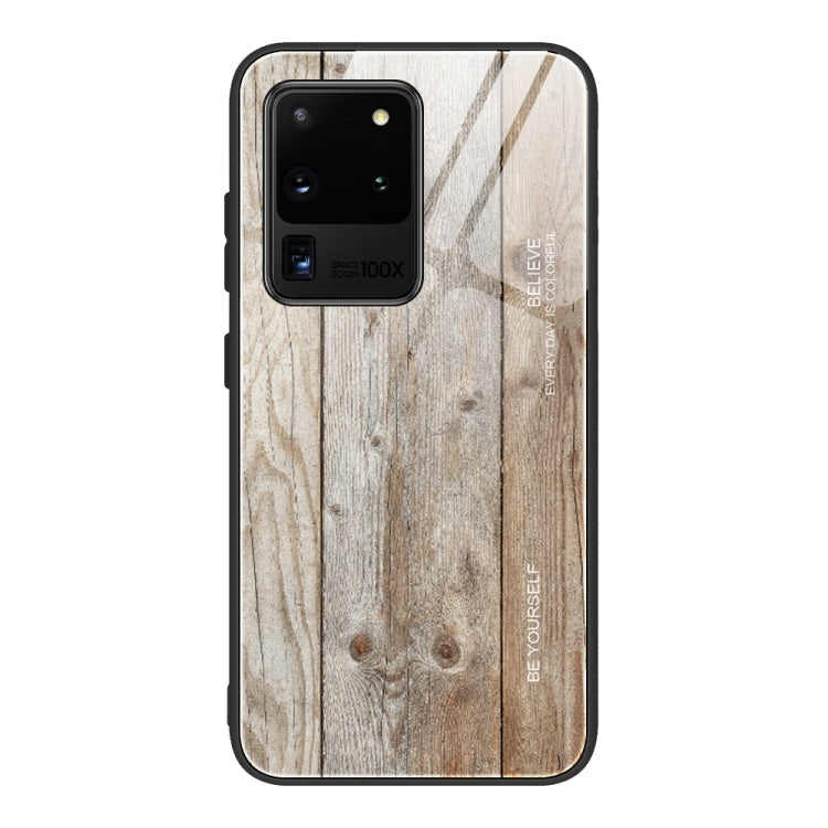 For Samsung Galaxy S20 Ultra Wood Grain Glass Protective Case
