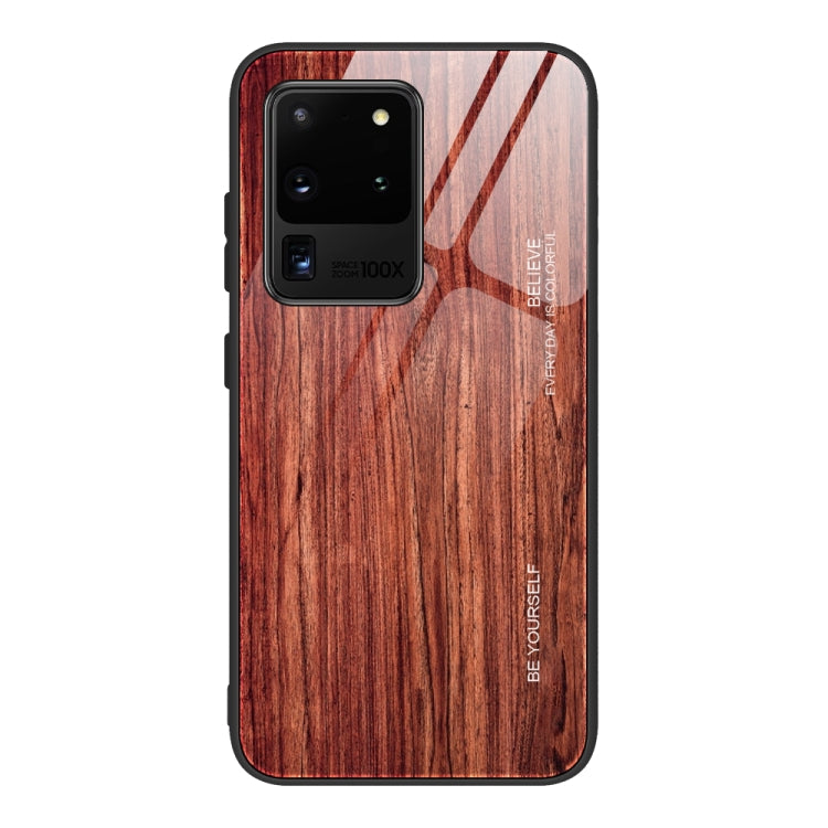 For Samsung Galaxy S20 Ultra Wood Grain Glass Protective Case