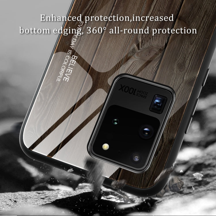 For Samsung Galaxy S20 Ultra Wood Grain Glass Protective Case