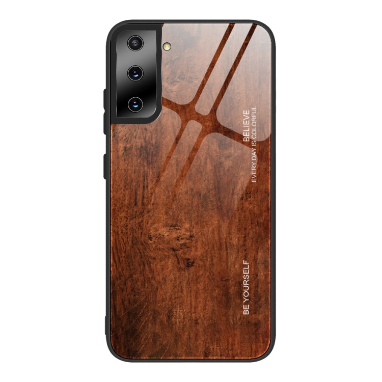 For Samsung Galaxy S21 5G Wood Grain Glass Protective Case