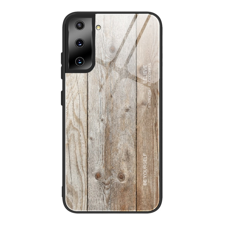 For Samsung Galaxy S21 Ultra 5G Wood Grain Glass Protective Case