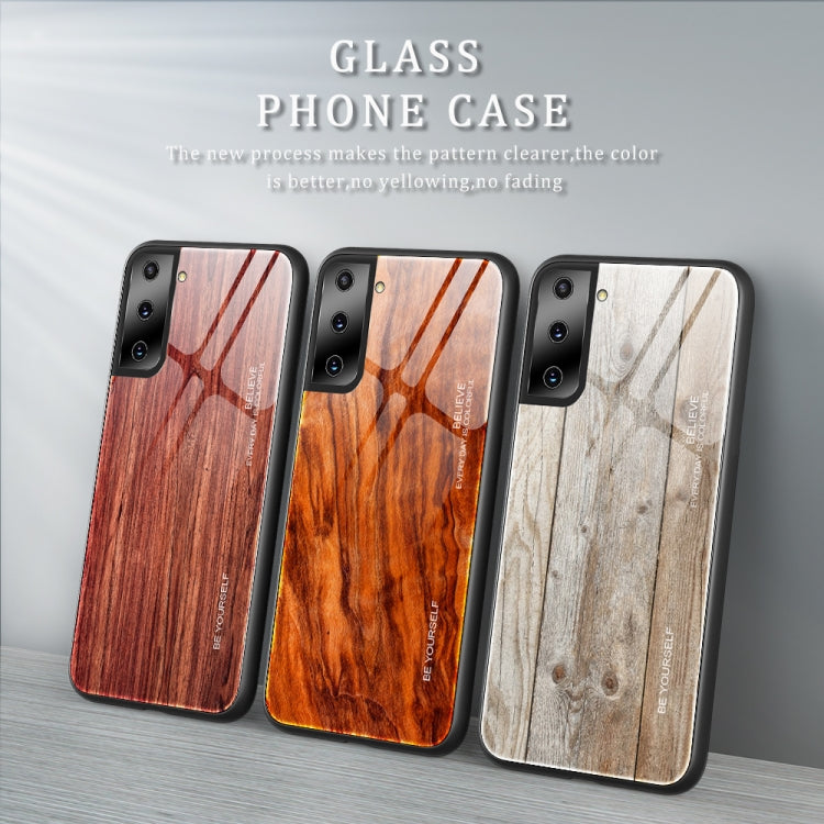 For Samsung Galaxy S21 Ultra 5G Wood Grain Glass Protective Case