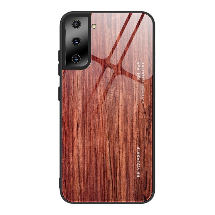 For Samsung Galaxy S21 Ultra 5G Wood Grain Glass Protective Case