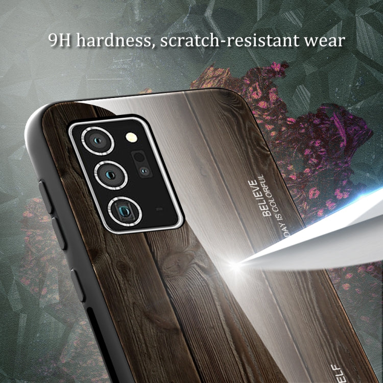 For Samsung Galaxy Note20 Wood Grain Glass Protective Case