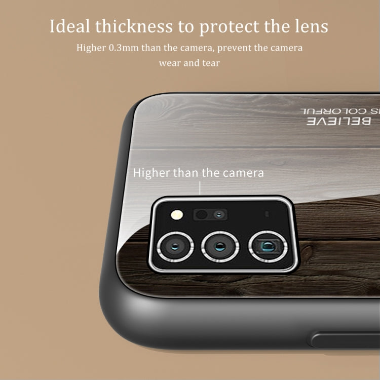 For Samsung Galaxy Note20 Wood Grain Glass Protective Case