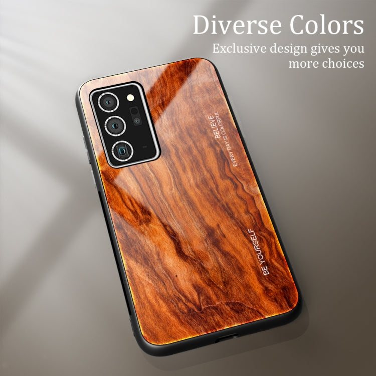 For Samsung Galaxy Note20 Wood Grain Glass Protective Case