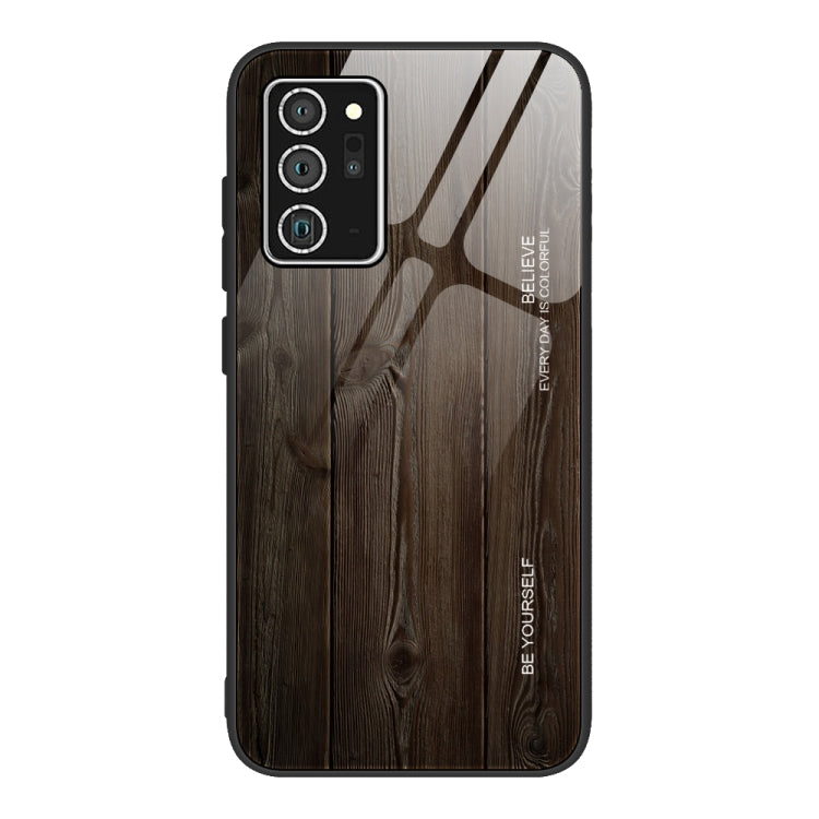 For Samsung Galaxy Note20 Ultra Wood Grain Glass Protective Case