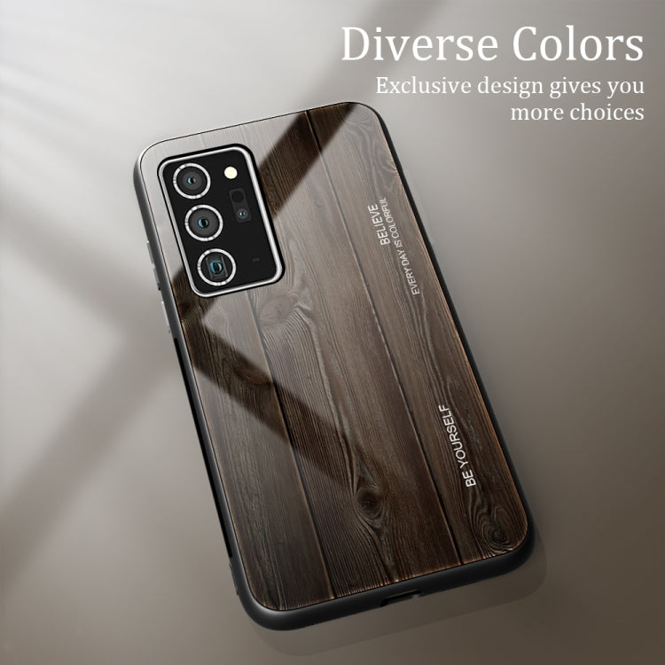 For Samsung Galaxy Note20 Ultra Wood Grain Glass Protective Case