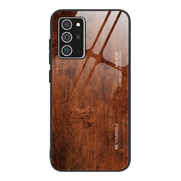 For Samsung Galaxy Note20 Ultra Wood Grain Glass Protective Case