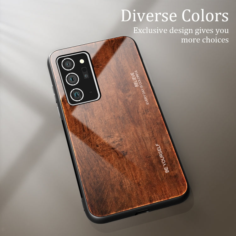 For Samsung Galaxy Note20 Ultra Wood Grain Glass Protective Case