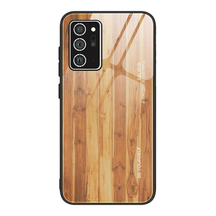 For Samsung Galaxy Note20 Ultra Wood Grain Glass Protective Case
