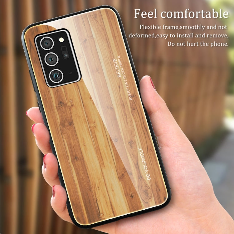 For Samsung Galaxy Note20 Ultra Wood Grain Glass Protective Case