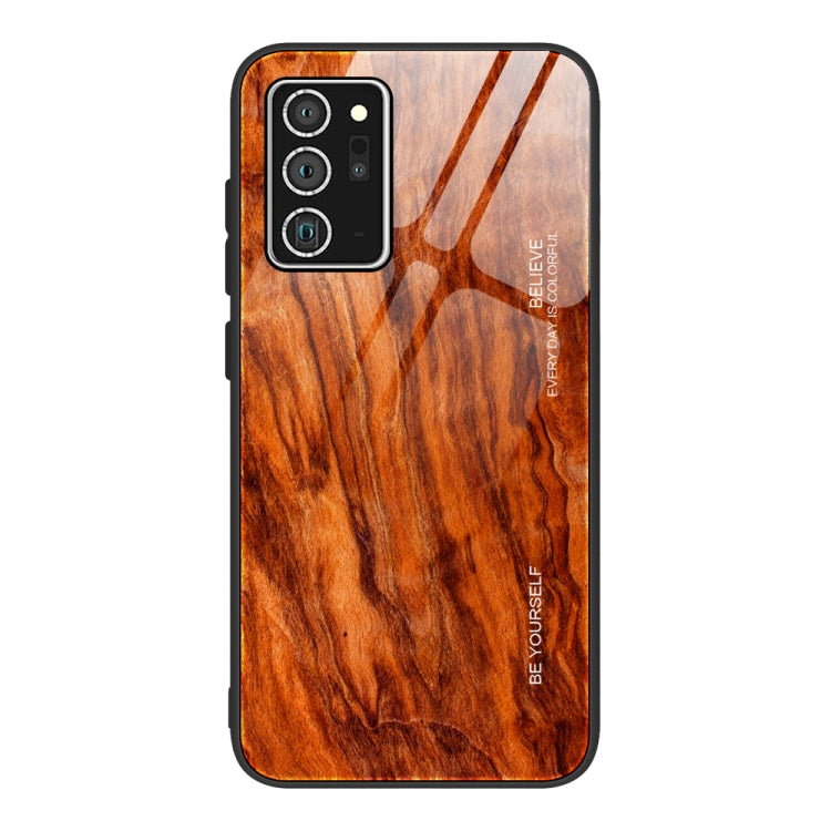 For Samsung Galaxy Note20 Ultra Wood Grain Glass Protective Case