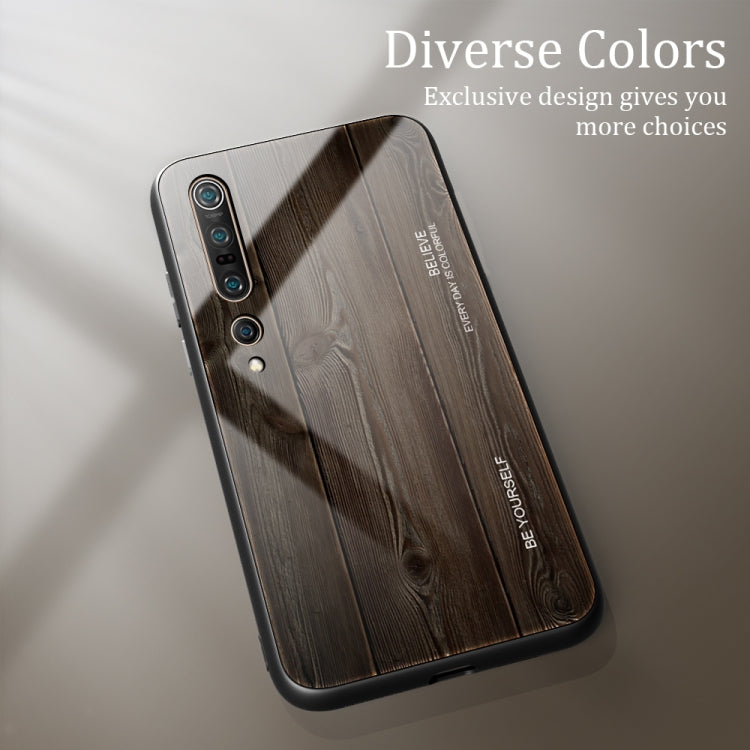 For Xiaomi Mi 10 Pro Wood Grain Glass Protective Case