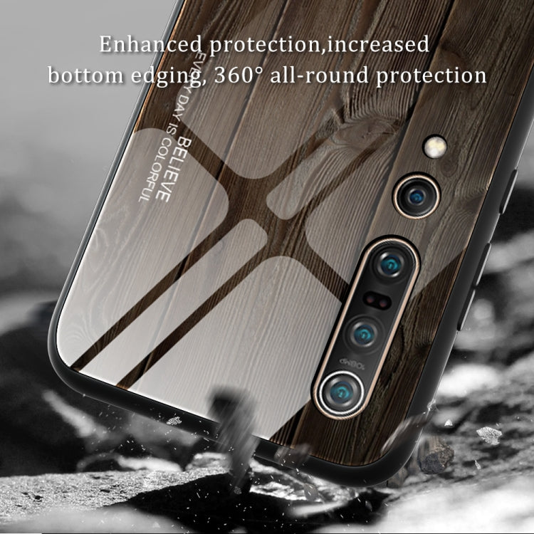 For Xiaomi Mi 10 Pro Wood Grain Glass Protective Case