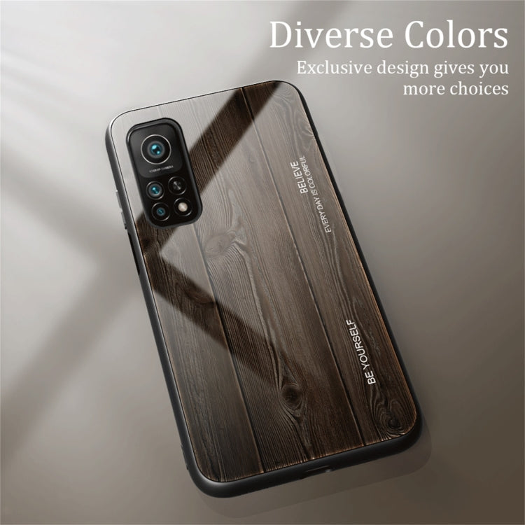 For Xiaomi 10T / 10T Pro Wood Grain Glass Protective Case