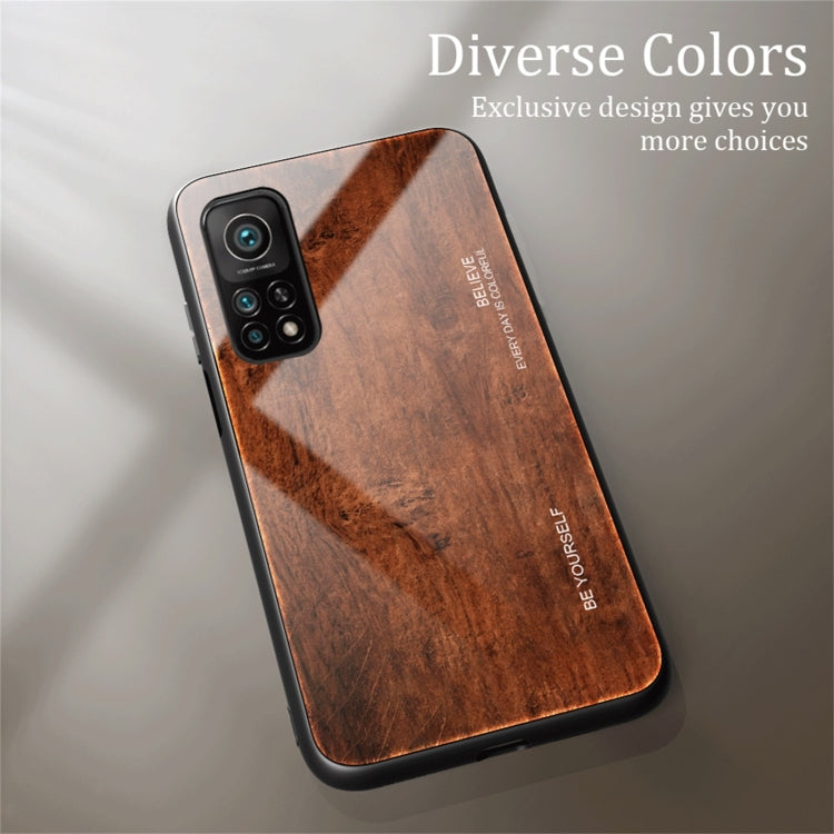 For Xiaomi 10T / 10T Pro Wood Grain Glass Protective Case