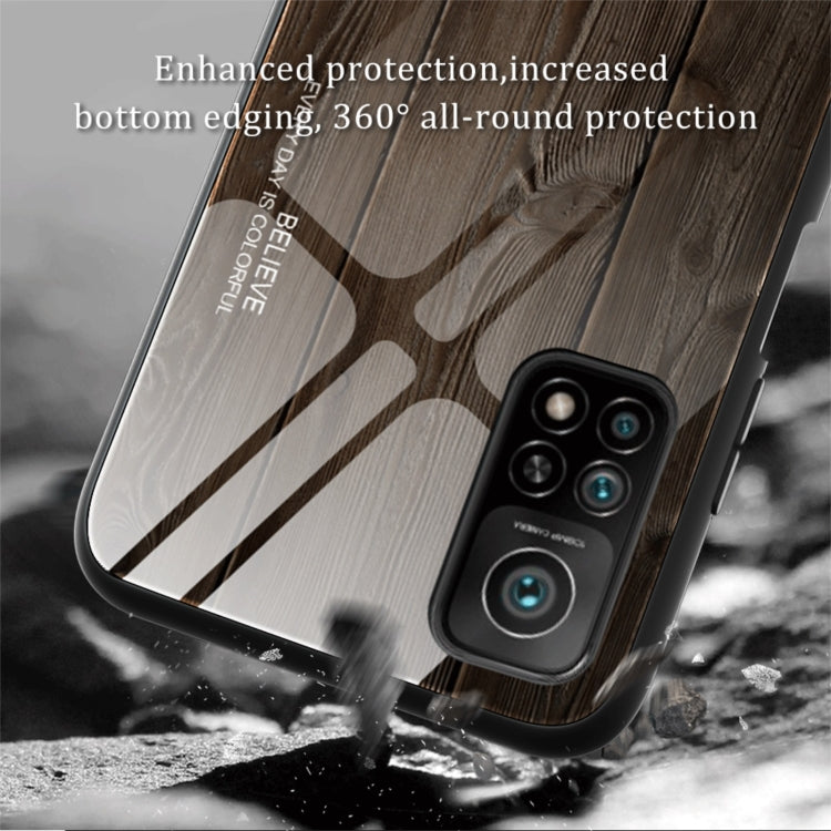 For Xiaomi 10T / 10T Pro Wood Grain Glass Protective Case