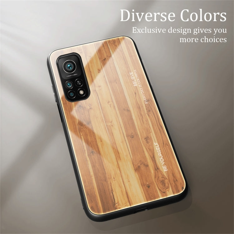 For Xiaomi 10T / 10T Pro Wood Grain Glass Protective Case