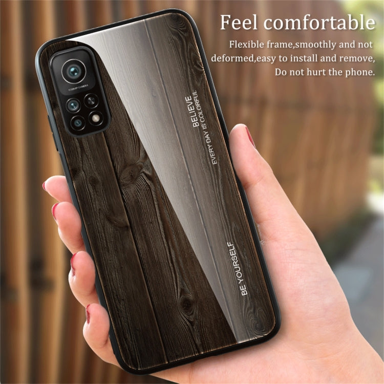 For Xiaomi 10T / 10T Pro Wood Grain Glass Protective Case