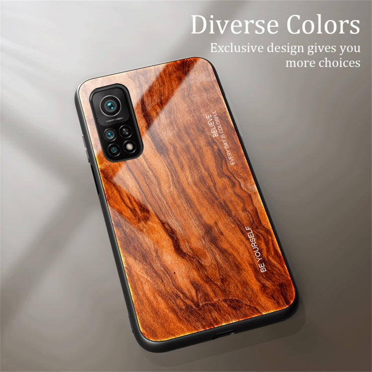 For Xiaomi 10T / 10T Pro Wood Grain Glass Protective Case