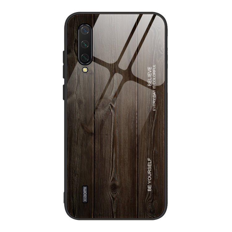 For Xiaomi Mi CC9 Wood Grain Glass Protective Case