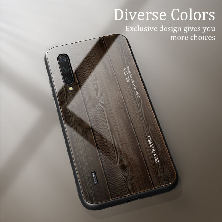 For Xiaomi Mi CC9 Wood Grain Glass Protective Case